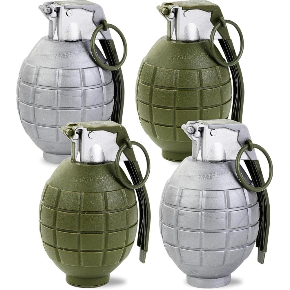 imageLiberty Imports 4 Pack Kids Toy Military Army Pretend Play Plastic Hand Grenades with Realistic Sound Effects