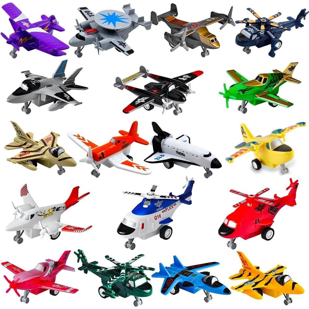 imageLiberty Imports Pull Back Airplanes Toys Vehicle Playset Variety Pack of Helicopters Stealth Bombers Fighter Jets Aircraft Planes for Kids Toddlers Party Favors 12 Pack18 Pack