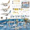 image200 PCS Airport Terminal Kids Toys Deluxe Airlines Pretend Playset with Airplanes Vehicles Figures Accessories Play Mat