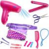 imageBeauty Hair Stylist Set  Boutique Beauty Salon Fashion Pretend Play Set for Girls with Toy Blow Dryer Curler Scissors Comb Mirror ampamp Other Styling Tools