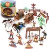 imageLiberty Imports 58 PCS Wild West Cowboys and Indians Plastic Figures Play Set Educational Toys Bucket of Native American Indians Plastic Action Soldiers Figurines and Accessories