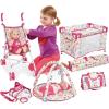 imageLiberty Imports 5in1 Deluxe Newborn Baby Doll Stroller Nursery Playset with Play Mat Playard Baby Carrier and Travel Bag Doll Included
