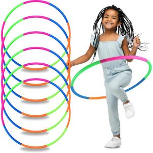 6 Pack: Toy Hoop Bundle Pack – Snap Together Detachable Adjustable Weight Size Plastic Hoops – Kids Hoola Rings for Sports, Exercise, Playing, 32-Inch