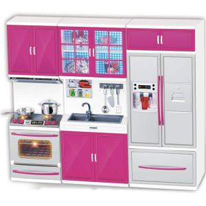Doll Kitchen Playset for Kids, My Modern Mini Kitchen House Furniture Pretend Play Toy Accessories Set with Realistic Lights & Sounds for Toddlers, Girls (5-in-1 Kitchen Set)(3-in-1 Kitchen Set)
