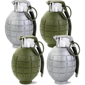 Liberty Imports 4 Pack Kids Toy Military Army Pretend Play Plastic Hand Grenades with Realistic Sound Effects