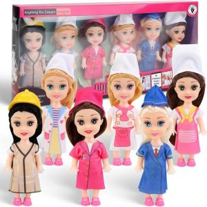 Liberty Imports Little Royal Princess Toddler Dolls with Dresses, Girls Imaginative Pretend Play Small Dolls Party Favors Collection (Princess)(Career)