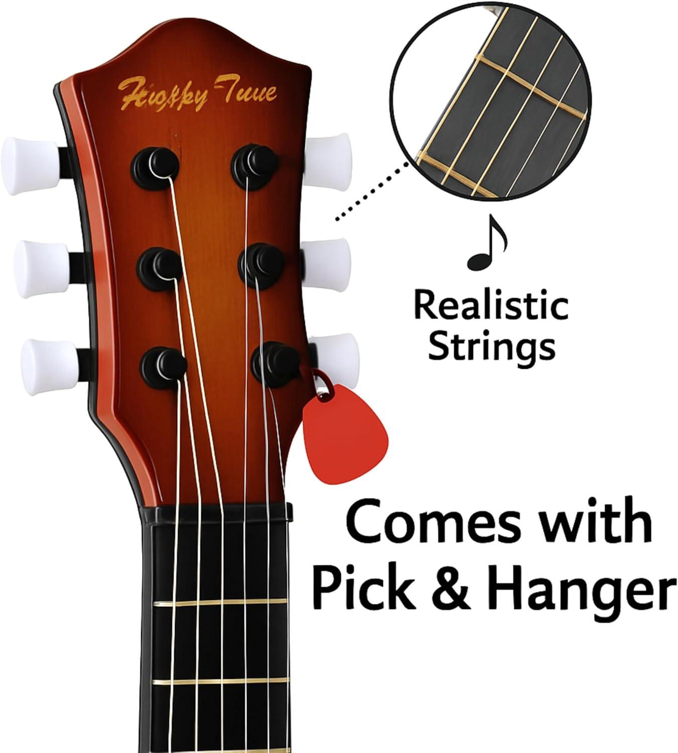 image23quot Acoustic Guitar Kids 6 String Toy Guitar Realistic Steel Strings Beginner Practice First Musical Instrument for Children Toddlers Cherry SunburstAmber