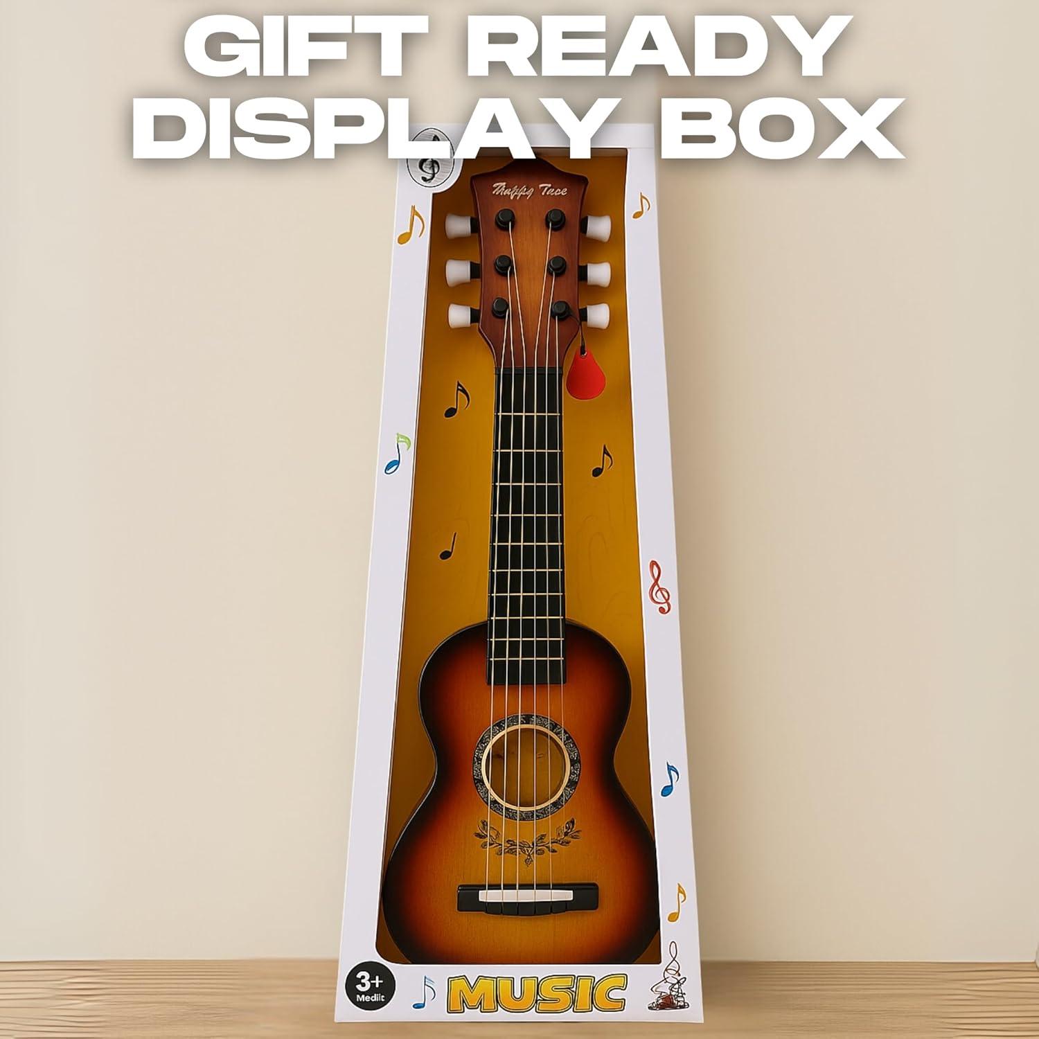 image23quot Acoustic Guitar Kids 6 String Toy Guitar Realistic Steel Strings Beginner Practice First Musical Instrument for Children Toddlers Cherry SunburstAmber