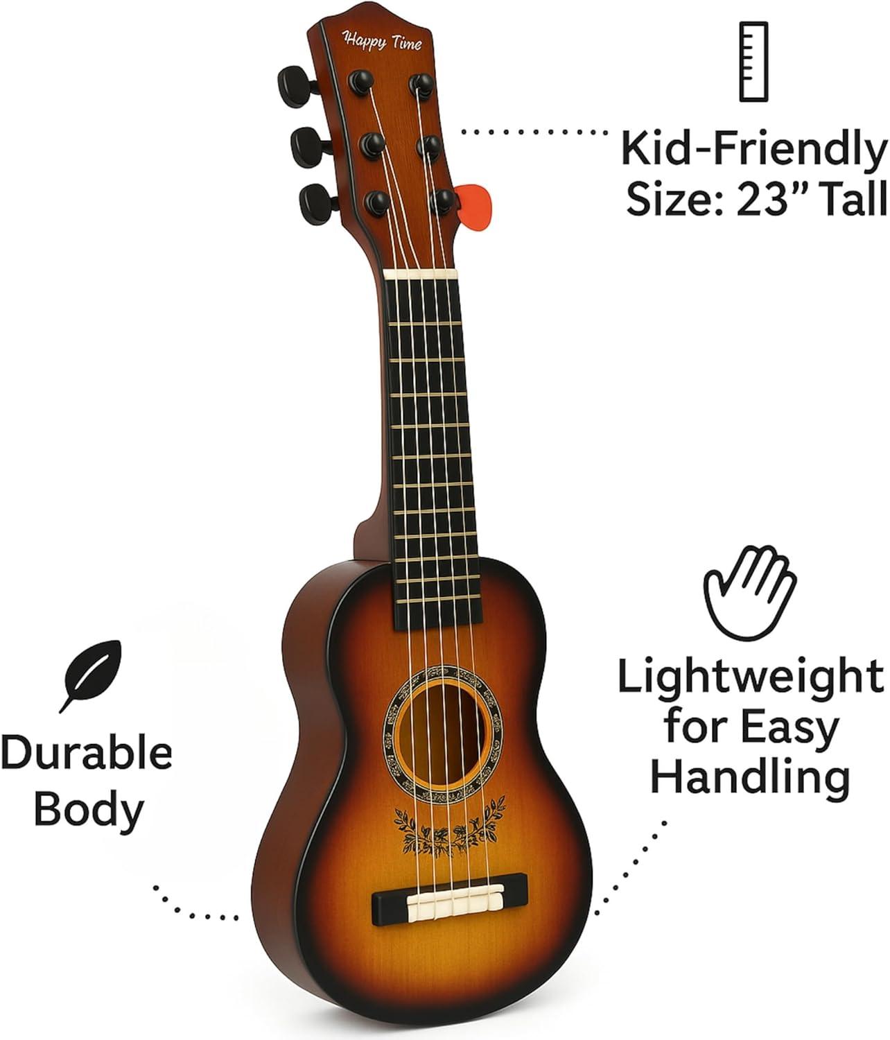 image23quot Acoustic Guitar Kids 6 String Toy Guitar Realistic Steel Strings Beginner Practice First Musical Instrument for Children Toddlers Cherry SunburstAmber