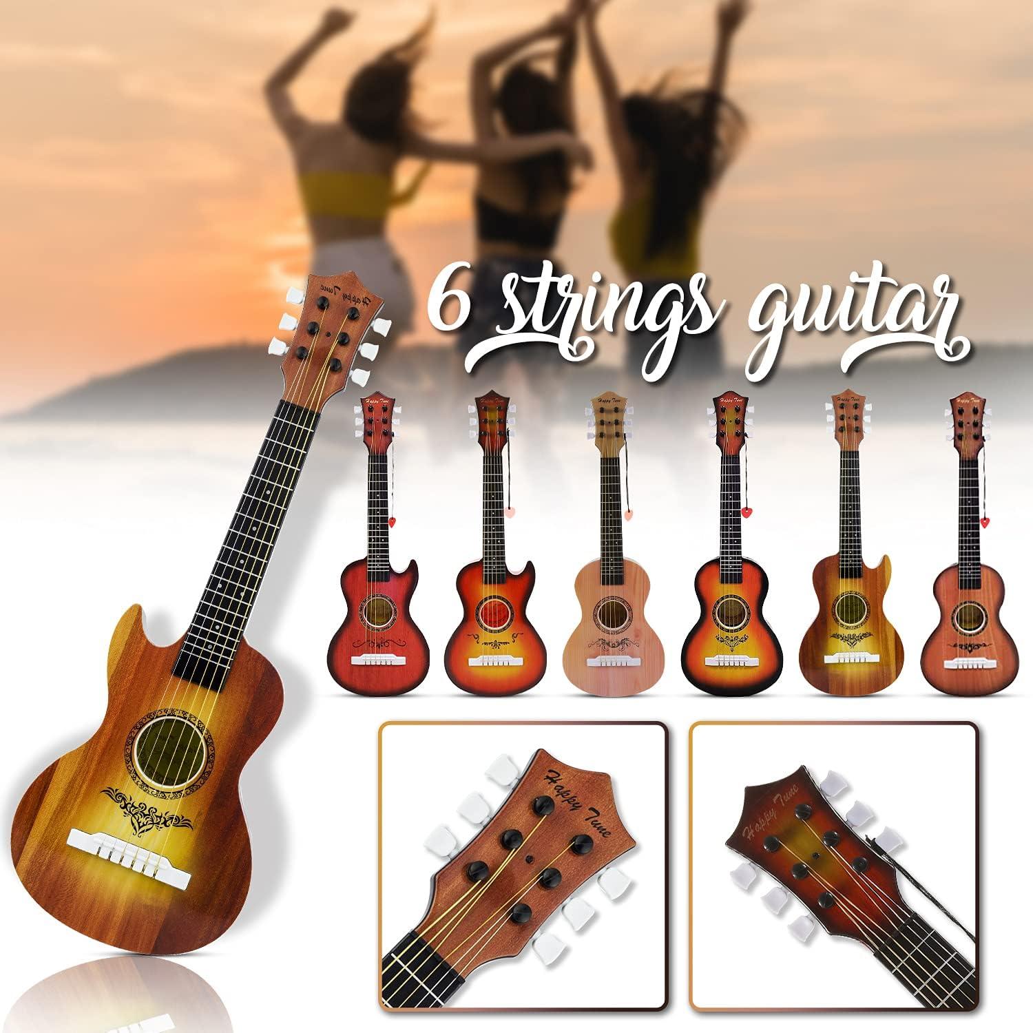 image23quot Acoustic Guitar Kids 6 String Toy Guitar Realistic Steel Strings Beginner Practice First Musical Instrument for Children Toddlers Cherry SunburstWalnut