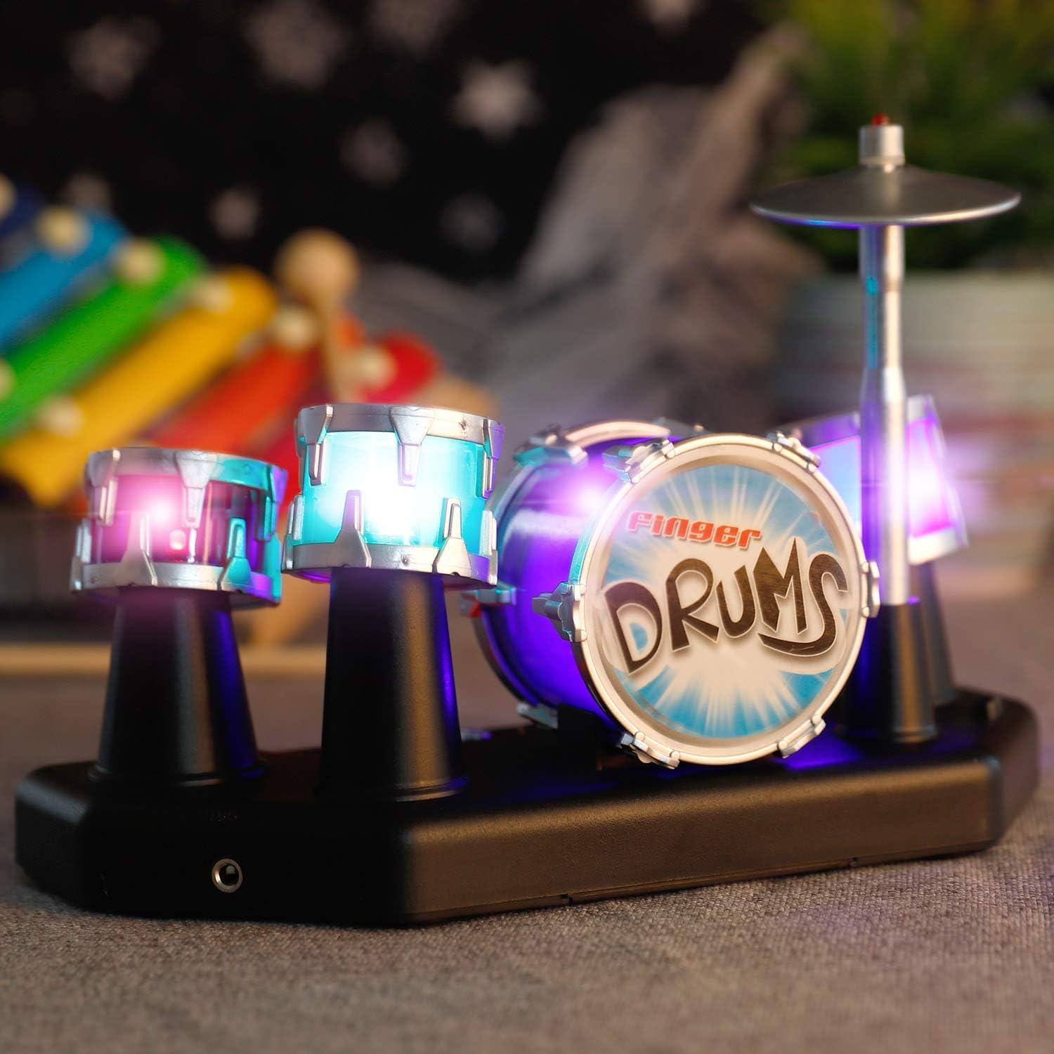 imageFinger Drum Set Electronic Mini Desktop Small Novelty Toy Desk Instrument Game with Sounds and Lights for Kids Adults