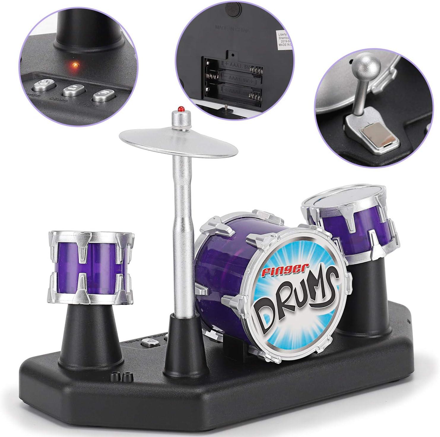 imageFinger Drum Set Electronic Mini Desktop Small Novelty Toy Desk Instrument Game with Sounds and Lights for Kids Adults