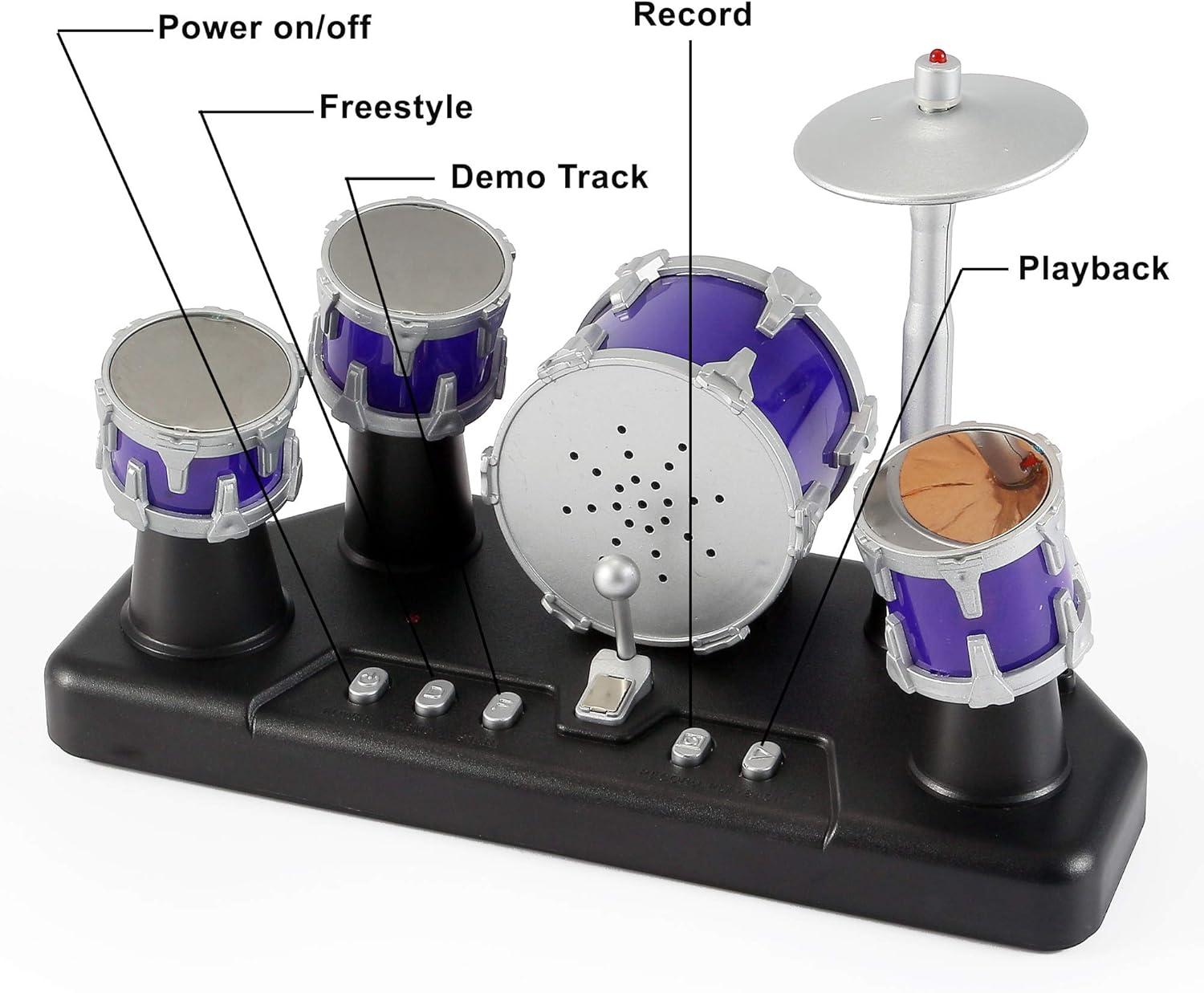 imageFinger Drum Set Electronic Mini Desktop Small Novelty Toy Desk Instrument Game with Sounds and Lights for Kids Adults