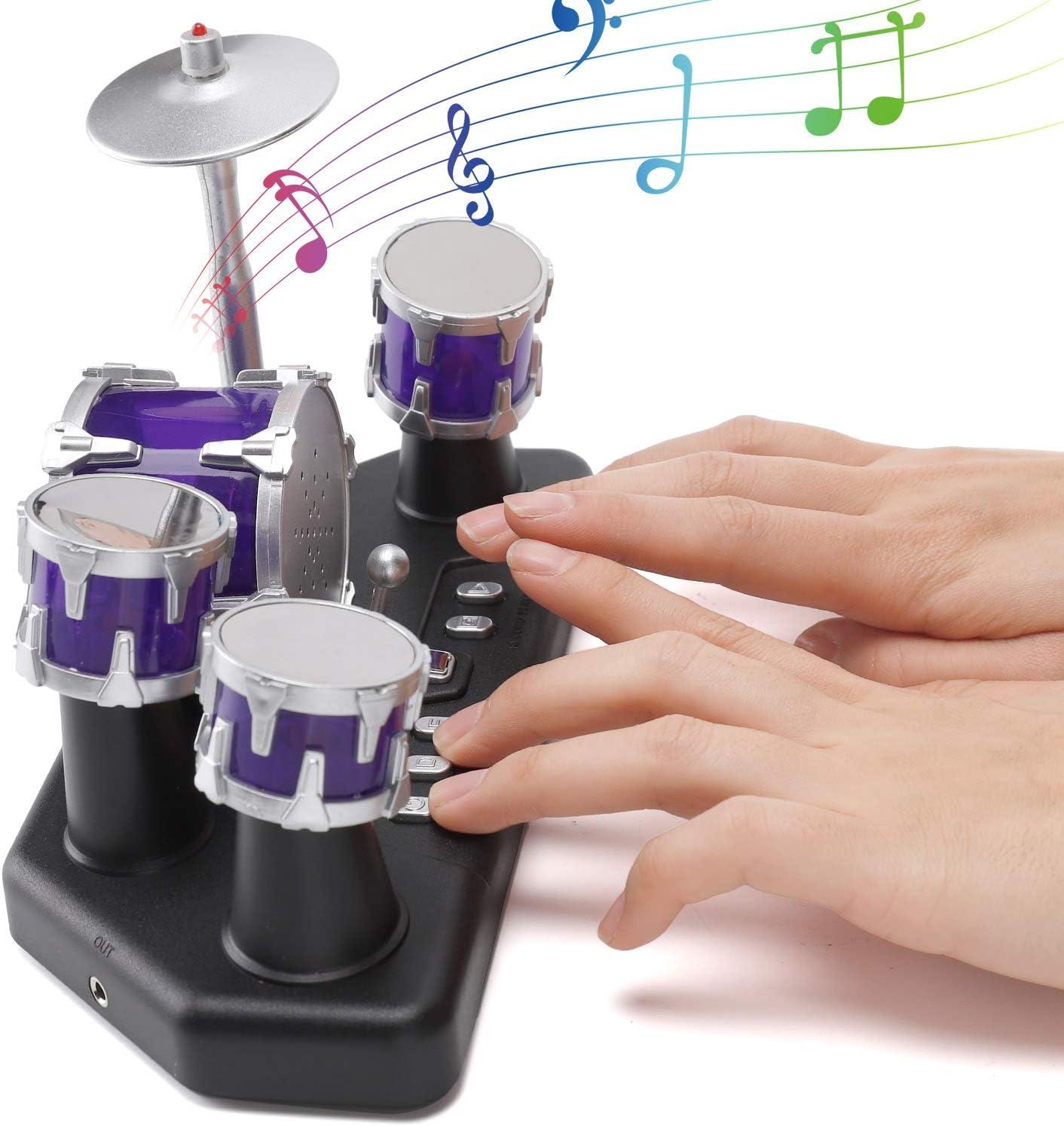 imageFinger Drum Set Electronic Mini Desktop Small Novelty Toy Desk Instrument Game with Sounds and Lights for Kids Adults