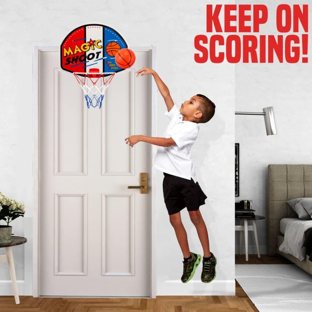 imageIndoor Mini Basketball Hoop 16quot x 13quot Large Over The Door Plastic Toy Backboard Net Ball and Pump for Kids Boys Teens Suitable for Office Bedroom Dorm Magic Shot