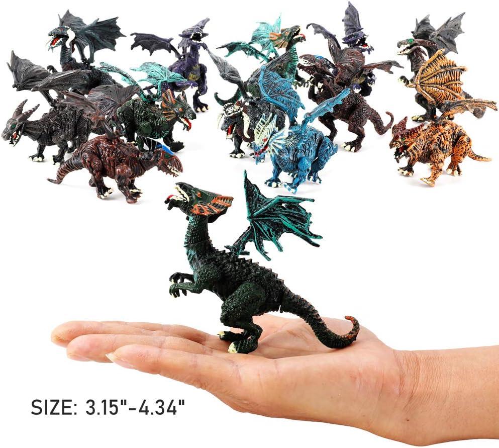 imageLiberty Imports 12 Pack Deluxe 3D Action Figures Realistic Figurine Puzzles in Jurassic Hatching Eggs Ideal Kids Toy Party Favors Bulk Supplies Dragons