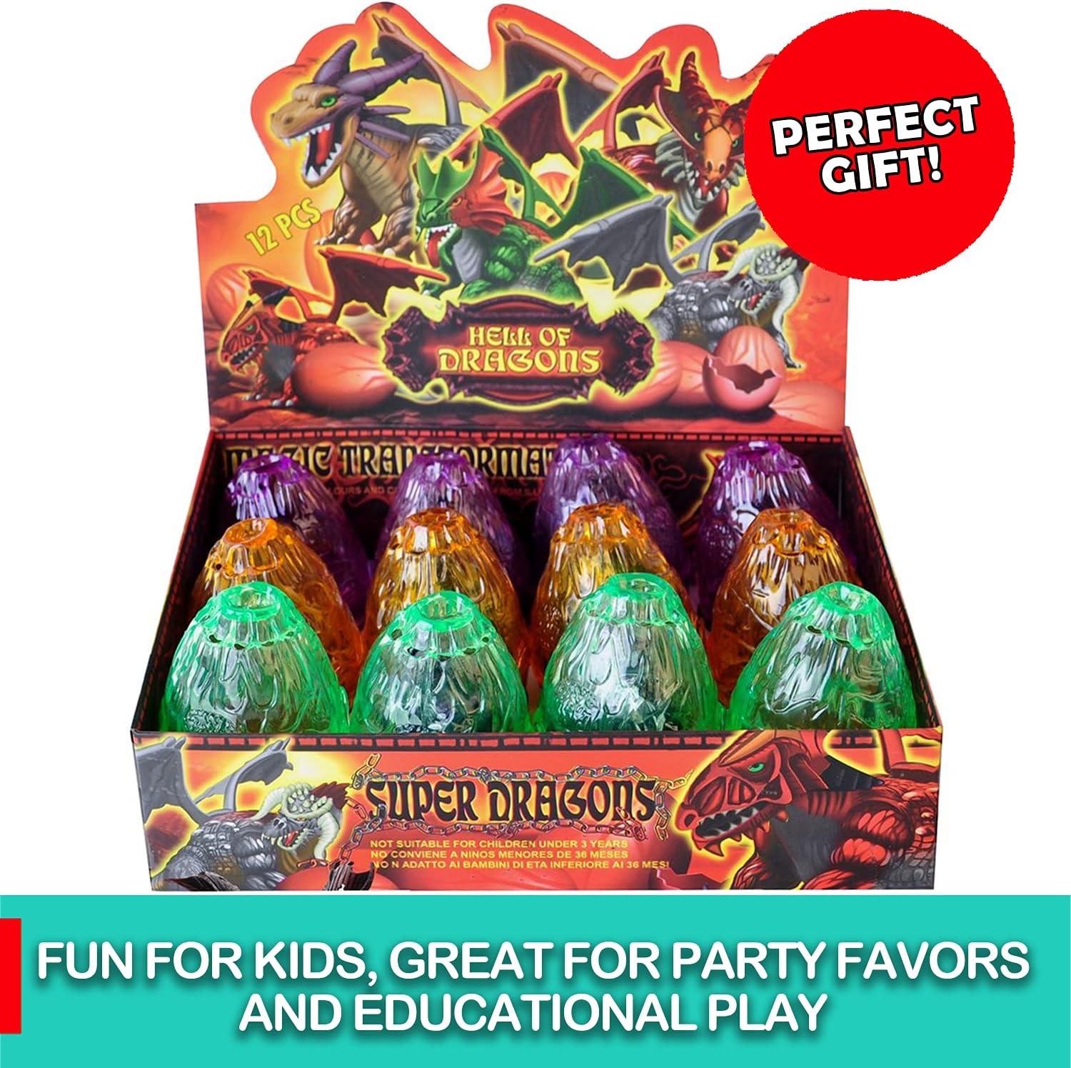 imageLiberty Imports 12 Pack Deluxe 3D Action Figures Realistic Figurine Puzzles in Jurassic Hatching Eggs Ideal Kids Toy Party Favors Bulk Supplies Dragons