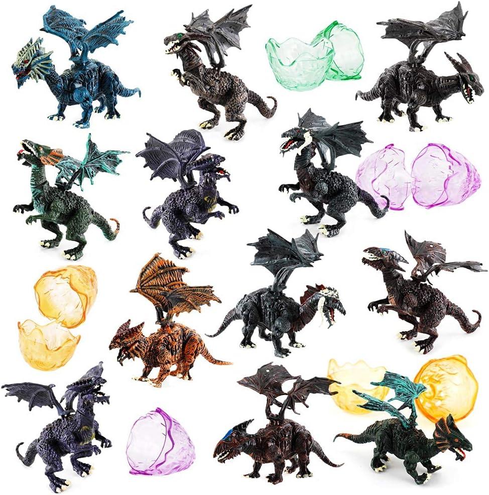 imageLiberty Imports 12 Pack Deluxe 3D Action Figures Realistic Figurine Puzzles in Jurassic Hatching Eggs Ideal Kids Toy Party Favors Bulk Supplies Dragons
