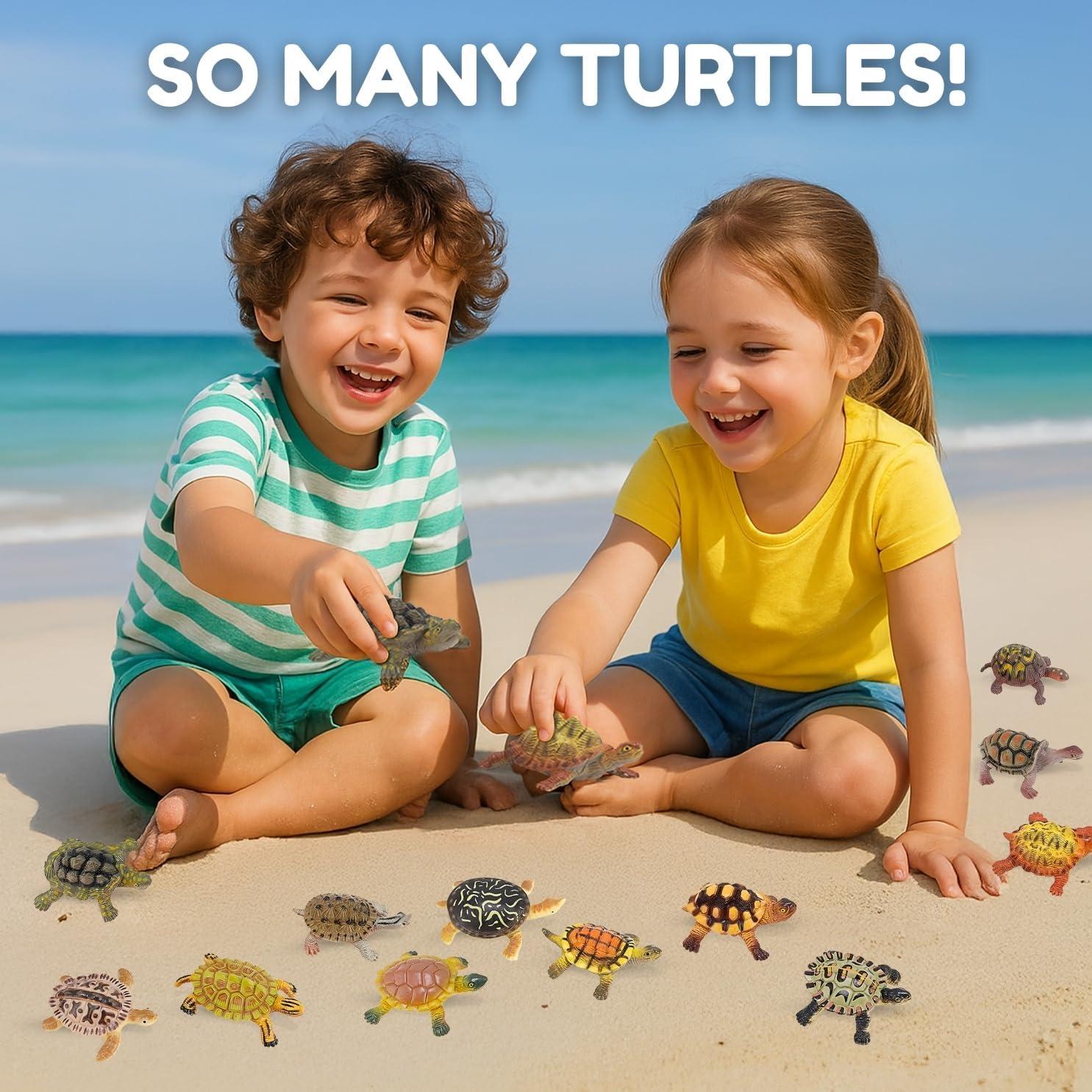 imageLiberty Imports 12 Piece Sea Turtle Animal Toys Miniature Figurines Unique Tortoise Toys Detailed and Hand Painted Reptiles Party Favor Decorations and Kids