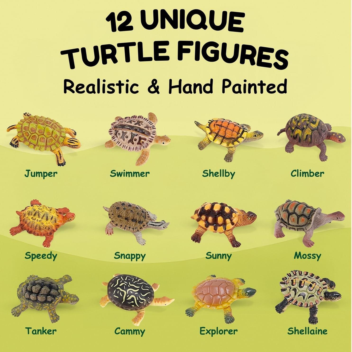 imageLiberty Imports 12 Piece Sea Turtle Animal Toys Miniature Figurines Unique Tortoise Toys Detailed and Hand Painted Reptiles Party Favor Decorations and Kids