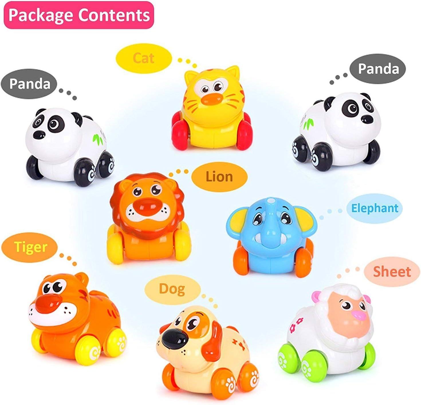 imageLiberty Imports 8 PCS Cartoon Animals Friction Push and Go Toy Cars Play Set for Babies and Toddlers Cute Mini Play Vehicles Party Favors Age 18 Months and Up