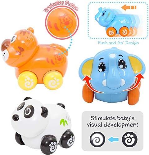 imageLiberty Imports 8 PCS Cartoon Animals Friction Push and Go Toy Cars Play Set for Babies and Toddlers Cute Mini Play Vehicles Party Favors Age 18 Months and Up