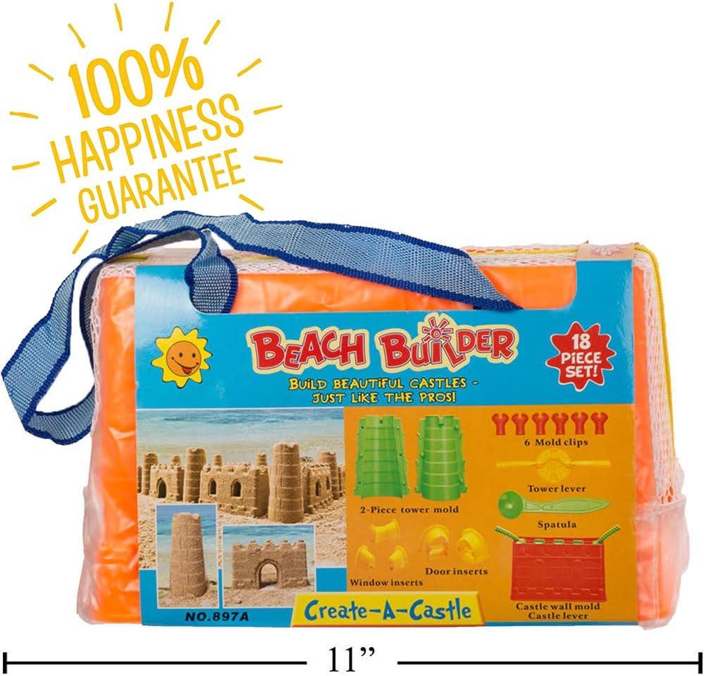 imageLiberty Imports Beach Builder Create a Sand Castle Pro Building Split Mold Sand Castle Construction Plastic Beach Toy for Kids 18 Pcs