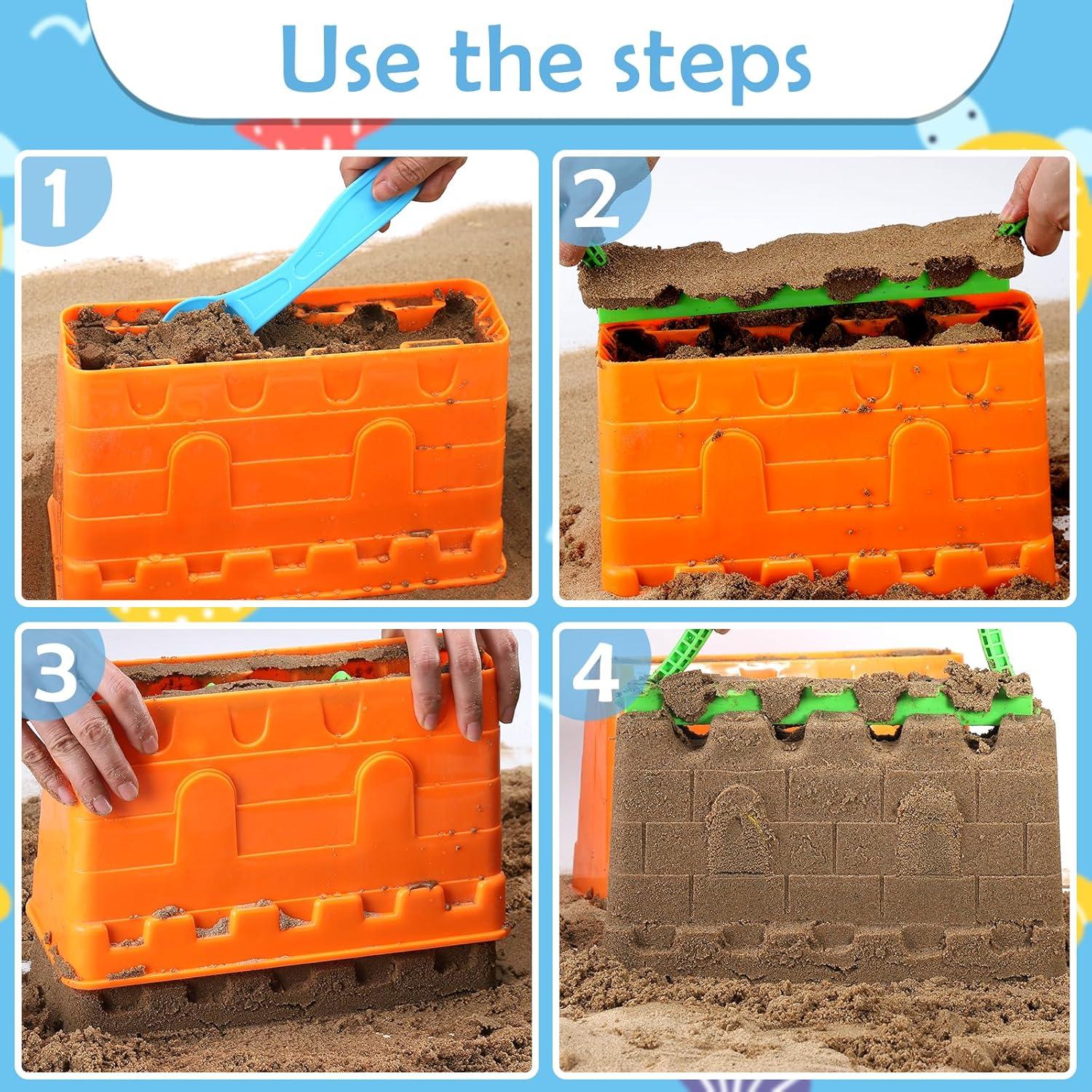 imageLiberty Imports Beach Builder Create a Sand Castle Pro Building Split Mold Sand Castle Construction Plastic Beach Toy for Kids 18 Pcs