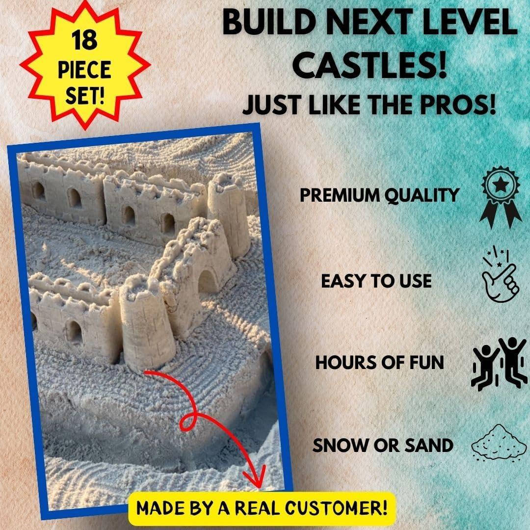 imageLiberty Imports Beach Builder Create a Sand Castle Pro Building Split Mold Sand Castle Construction Plastic Beach Toy for Kids 18 Pcs