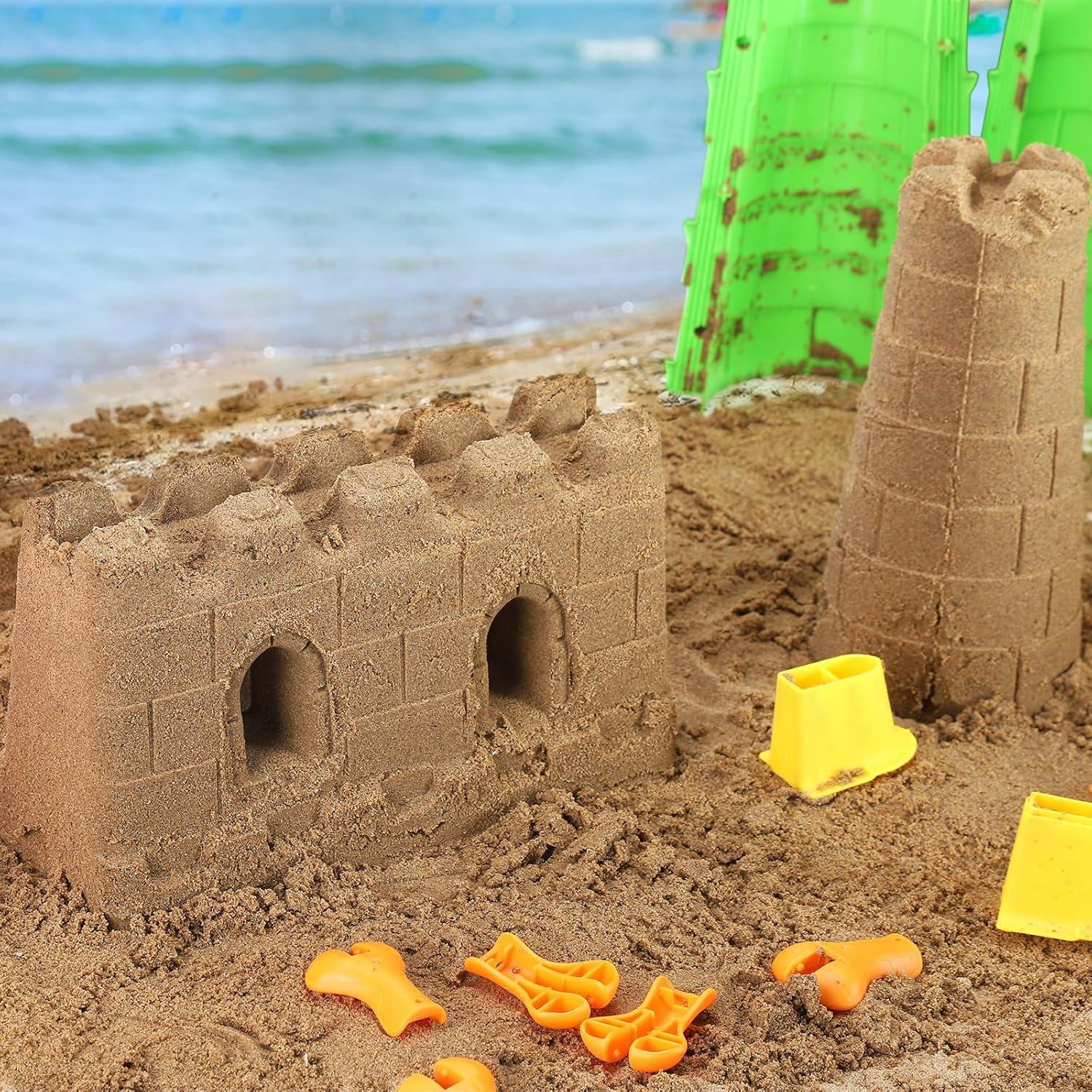 imageLiberty Imports Beach Builder Create a Sand Castle Pro Building Split Mold Sand Castle Construction Plastic Beach Toy for Kids 18 Pcs