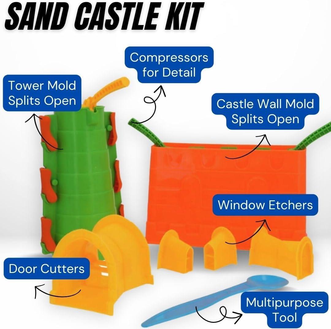 imageLiberty Imports Beach Builder Create a Sand Castle Pro Building Split Mold Sand Castle Construction Plastic Beach Toy for Kids 18 Pcs