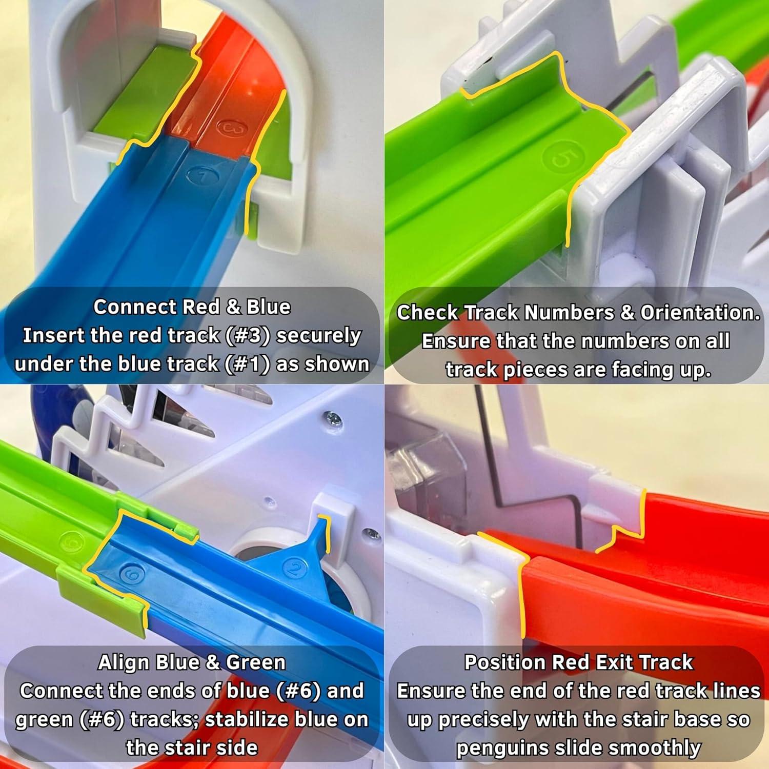 imageMusical Orbit Chasing Race Track Game Set Playful Roller Coaster Playset with Led Flashing Lights and Music OnOff Button for Toddlers ad Kids PenguinPenguin