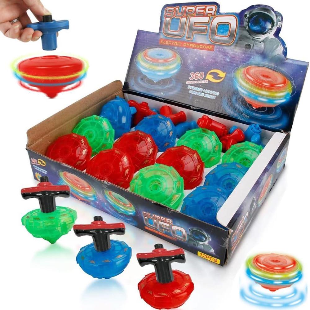 image12Pack Light Up Spinner Tops UFO Spinning Tops with Gyroscope LED Flashing Toy Bulk Novelty Party Favors ampamp Fun Stocking Stuffers Goodie Bag Fillers for Kids