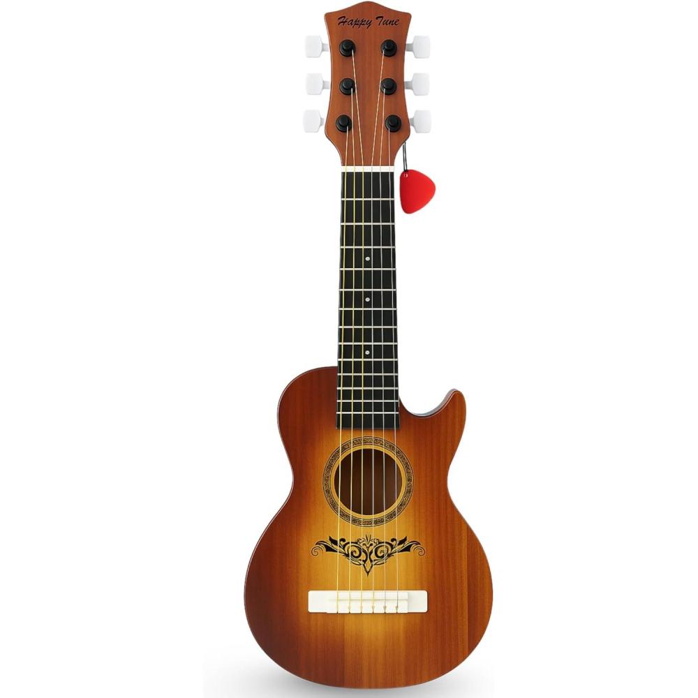 image23quot Acoustic Guitar Kids 6 String Toy Guitar Realistic Steel Strings Beginner Practice First Musical Instrument for Children Toddlers Cherry SunburstBrown