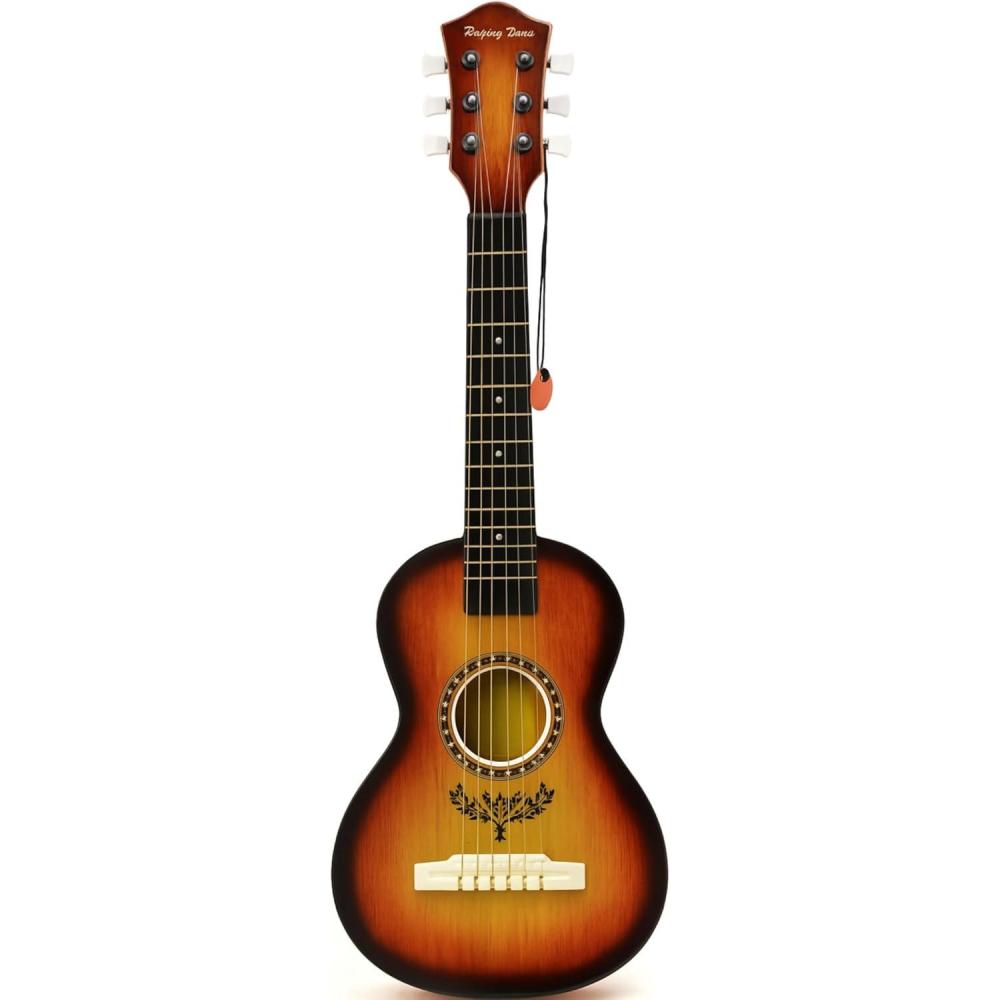 image23quot Acoustic Guitar Kids 6 String Toy Guitar  Realistic Steel Strings  Beginner Practice First Musical Instrument for Children Toddlers Cherry SunburstAmber