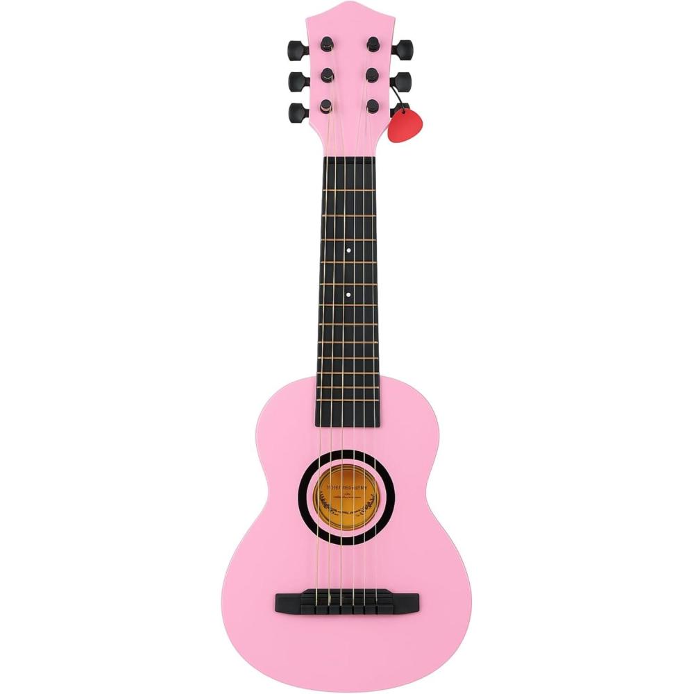 image23quot Acoustic Guitar Kids 6 String Toy Guitar Realistic Steel Strings Beginner Practice First Musical Instrument for Children Toddlers Cherry SunburstPink