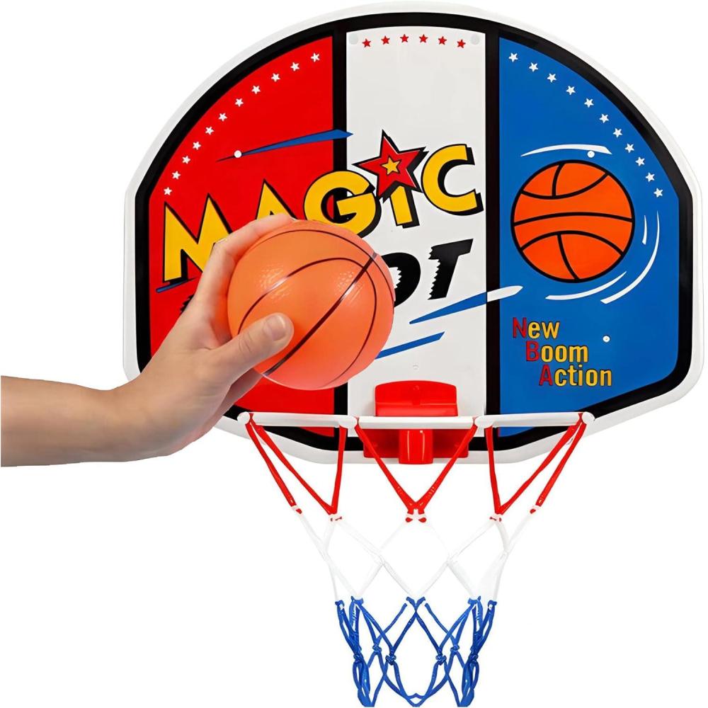 imageIndoor Mini Basketball Hoop  16quot x 13quot Large Over The Door Plastic Toy Backboard Net Ball and Pump for Kids Boys Teens  Suitable for Office Bedroom Dorm Magic Shot
