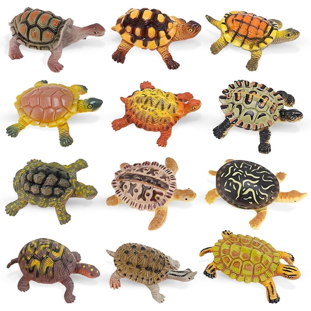 imageLiberty Imports 12 Piece Sea Turtle Animal Toys Miniature Figurines Unique Tortoise Toys Detailed and Hand Painted Reptiles Party Favor Decorations and Kids