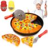 image11 PCS Pizza Party Toy Play Set for Kids Pizza Pie Pretend Play Food  Slice and Serve Plastic Kitchen Cooking and Cutting Playset