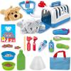 imageDeluxe Complete Vet Pet Care Play Set  Veterinarian Pretend Doctor Role Play Grooming Toy Kit with Plush Dog ampamp Cat 34 Pcs