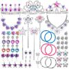 imageLiberty Imports 50 PCS Princess Jewelry Dress Up Accessories Pretend Play Set Jewelry Party Favors for Girls Cosplay Party Favors with Crown Wand Ring Earring Necklace