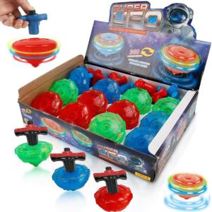 12-Pack Light Up Spinner Tops – UFO Spinning Tops with Gyroscope, LED Flashing Toy Bulk Novelty Party Favors & Fun Stocking Stuffers, Goodie Bag Fillers for Kids