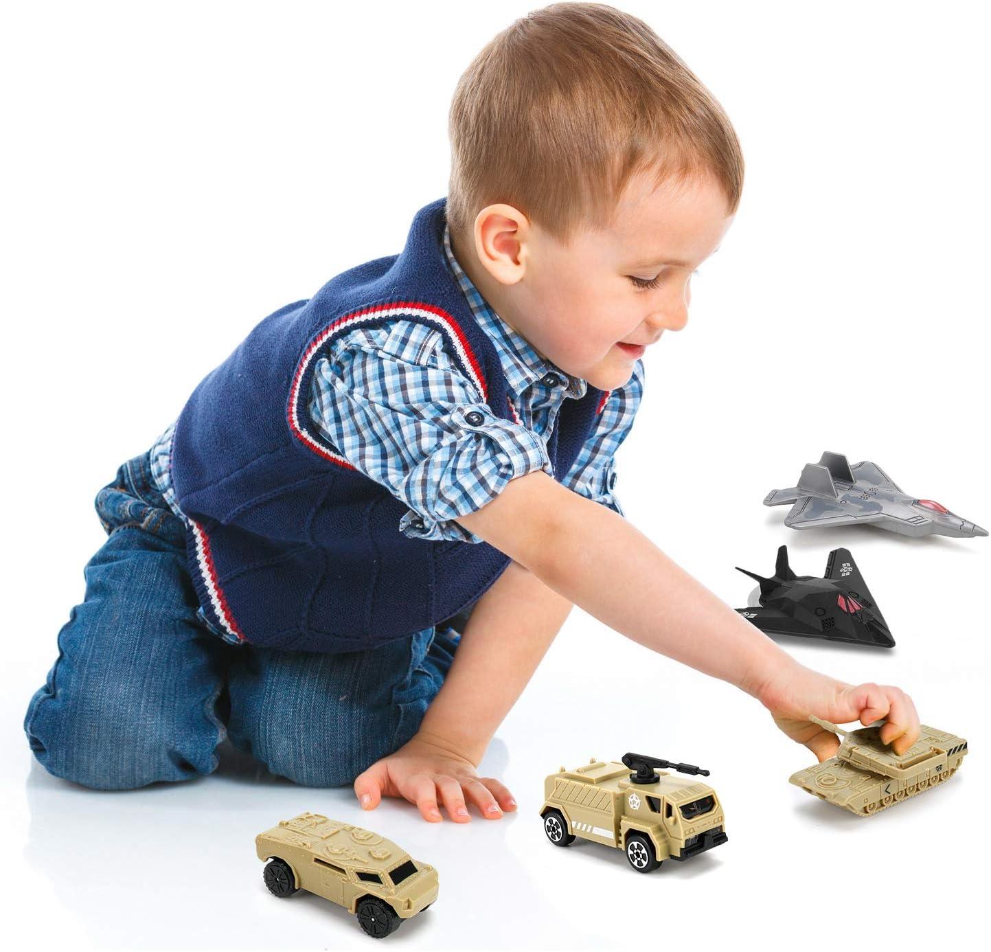 image12 PCS Military Plastic Army Men Vehicles Toy Playset  Includes Stealth Bomber Tanks Helicopter Fighter Jets and More for Kids Boys