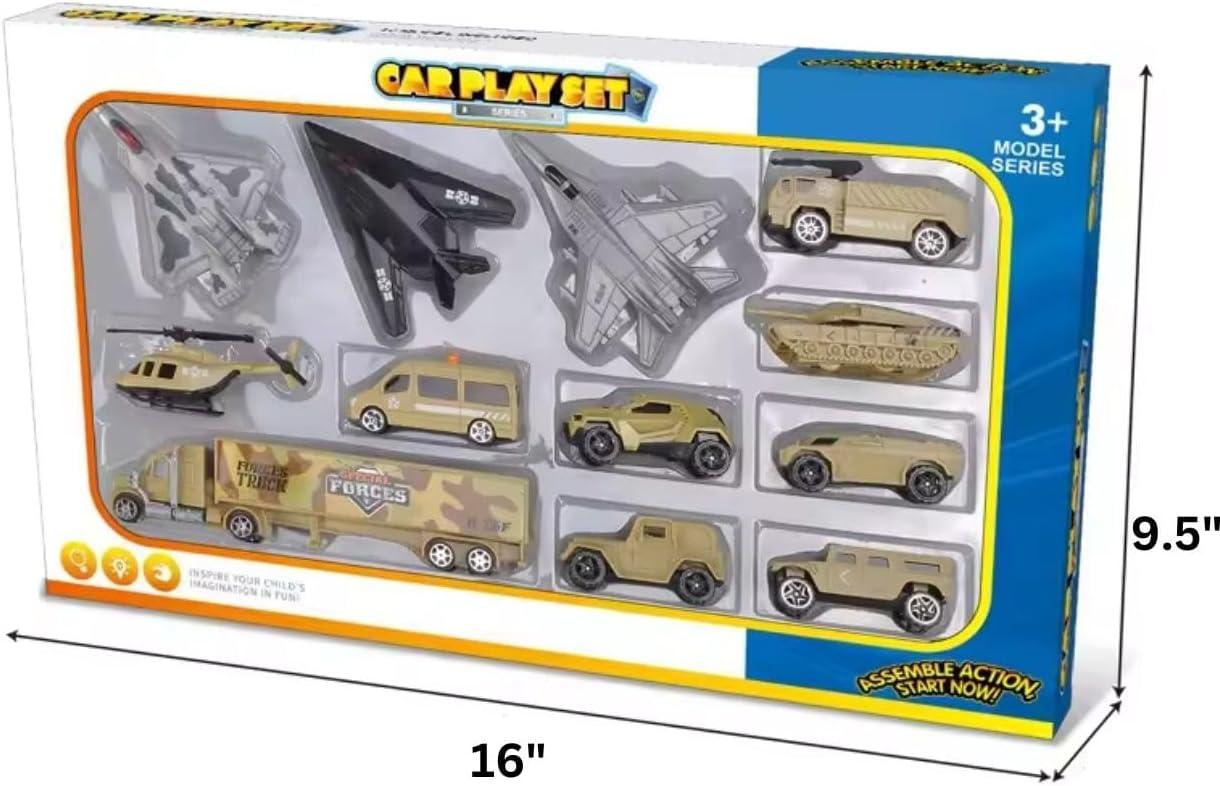 image12 PCS Military Plastic Army Men Vehicles Toy Playset  Includes Stealth Bomber Tanks Helicopter Fighter Jets and More for Kids Boys