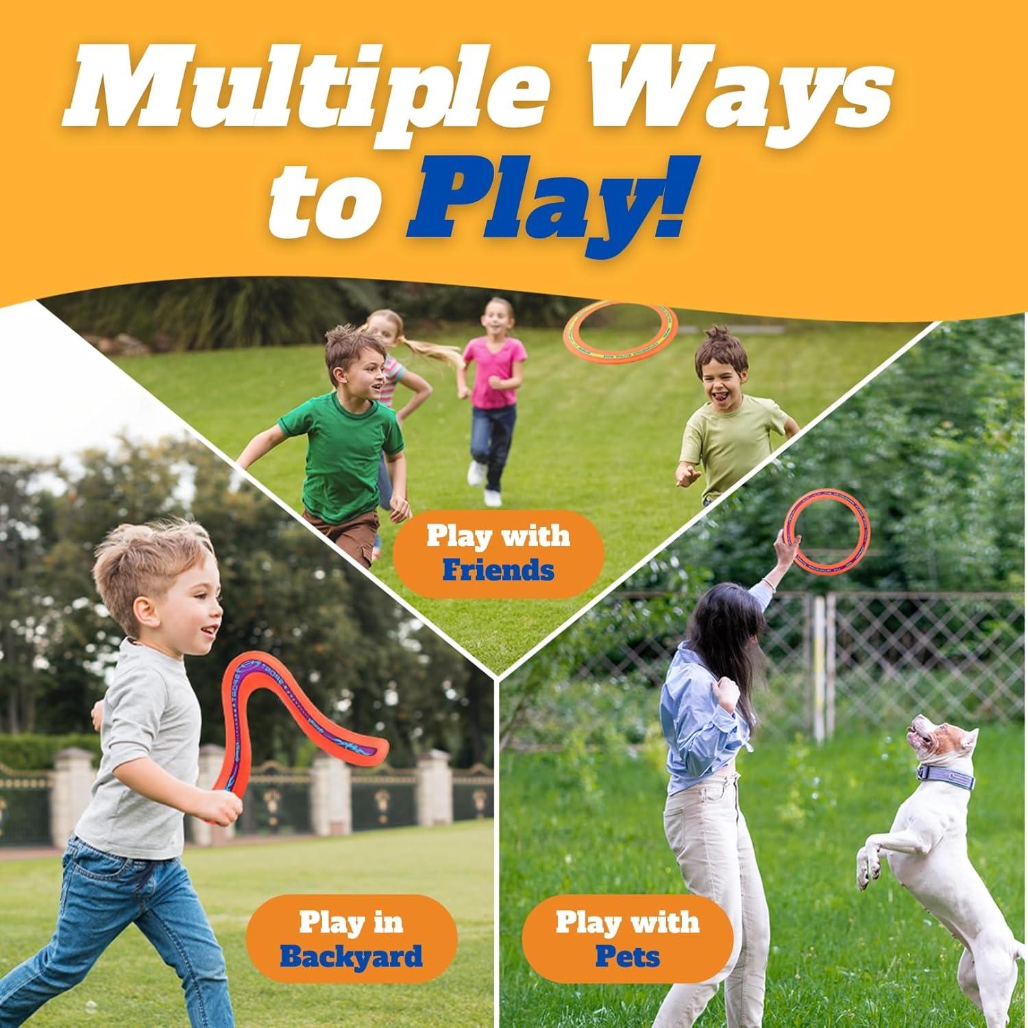 image6 PCS Flying Ring Combo Pack Sports Plastic Pro Discs Rings and Boomerangs Lightweight Sports Outdoor Games Toys for Kids and Adults