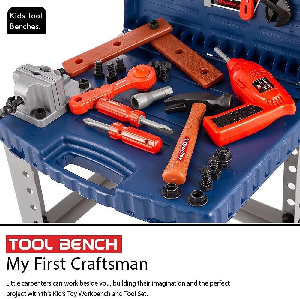 imageKids Toy Tool Workbench with Realistic Tools and Electric Drill  68 Pcs Pretend Play Construction Workshop Toolbench STEM Building Toys