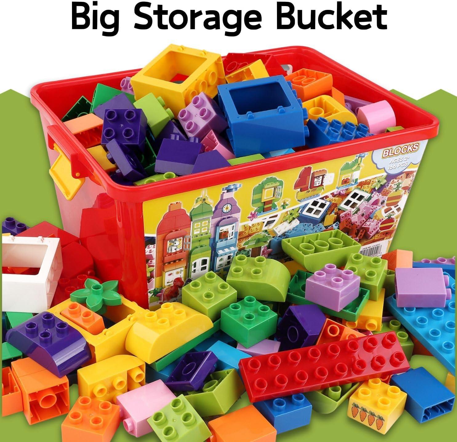 imageLiberty Imports Big Building Blocks 166 Pieces with Storage Organizer Box Large Bricks Set Educational Learning Classic Construction Toy Set for Toddlers Kids  Compatible with Major Brands
