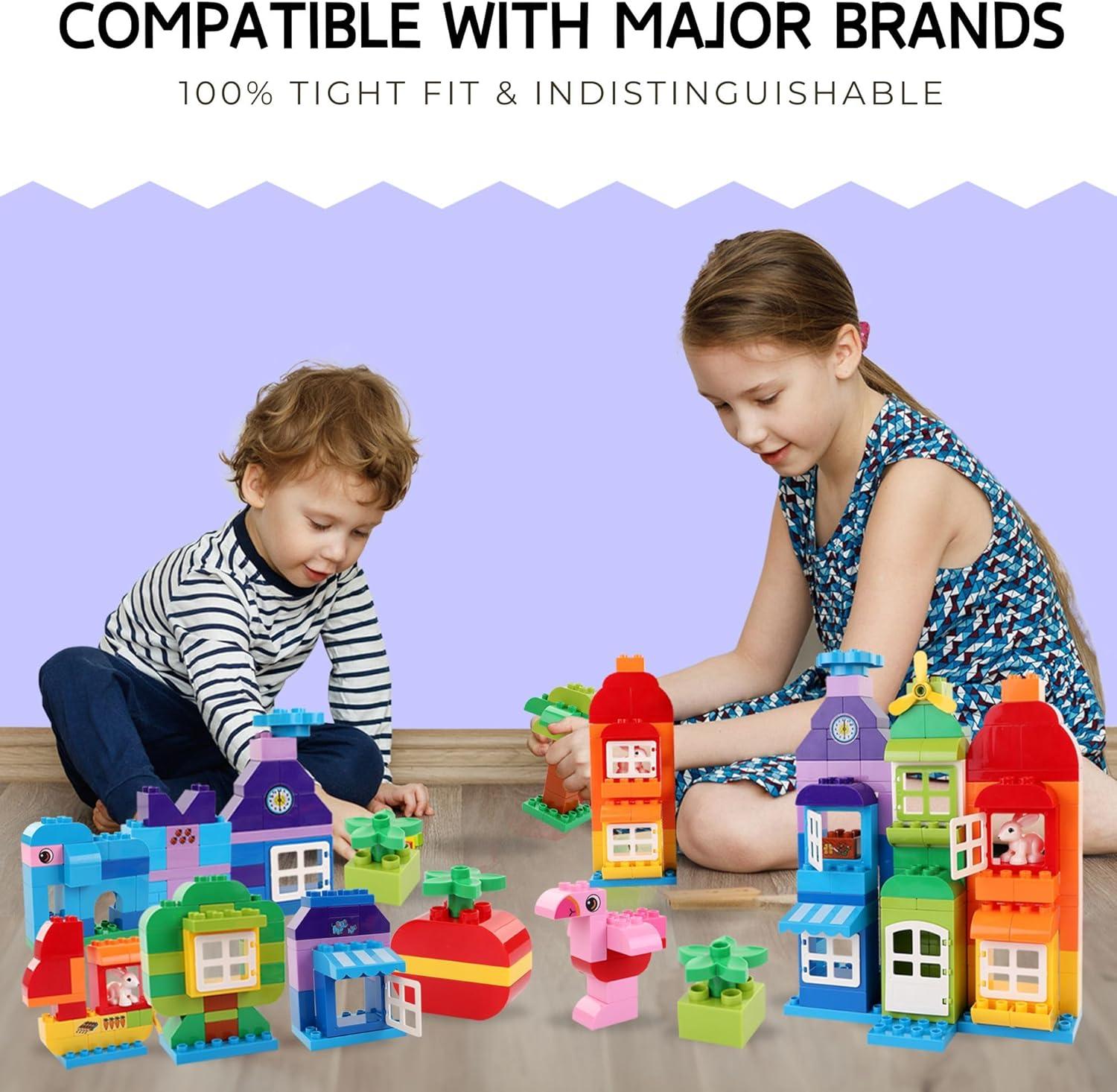 imageLiberty Imports Big Building Blocks 166 Pieces with Storage Organizer Box Large Bricks Set Educational Learning Classic Construction Toy Set for Toddlers Kids  Compatible with Major Brands