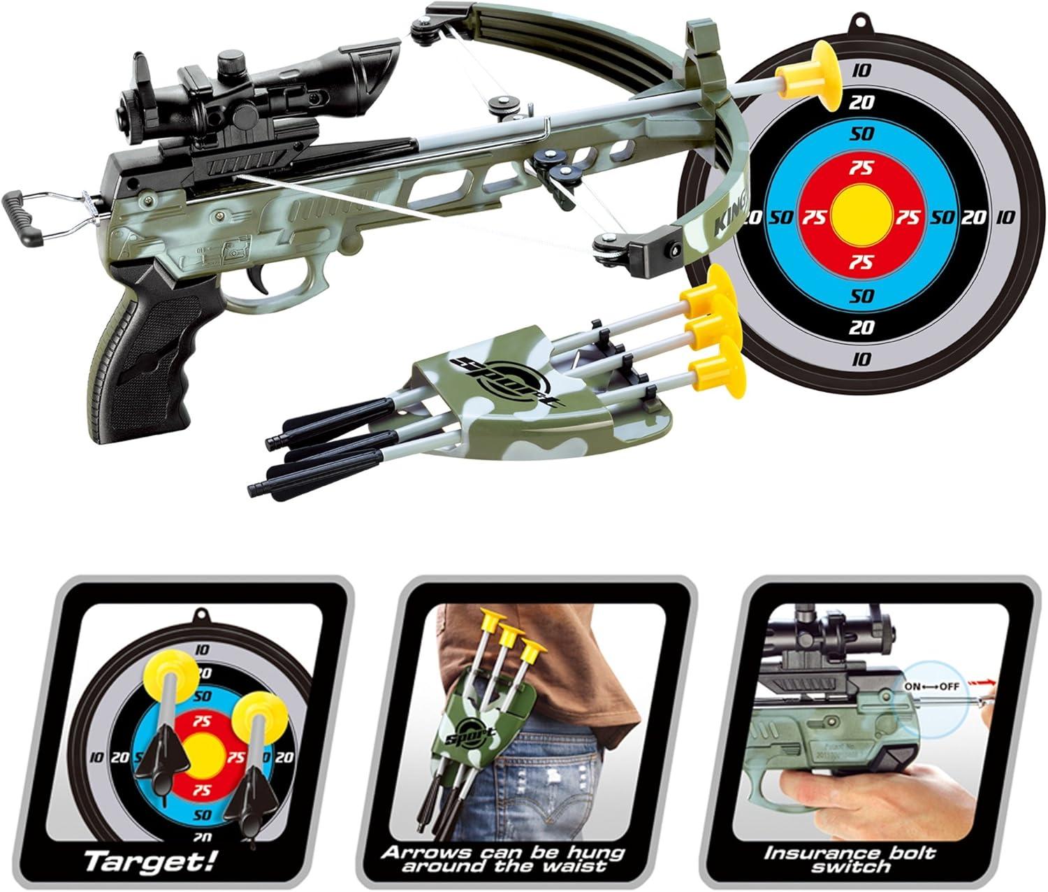 imageLiberty Imports Military Action Camouflage Kids Toy Crossbow Set  Includes Suction Cup Arrows and Target