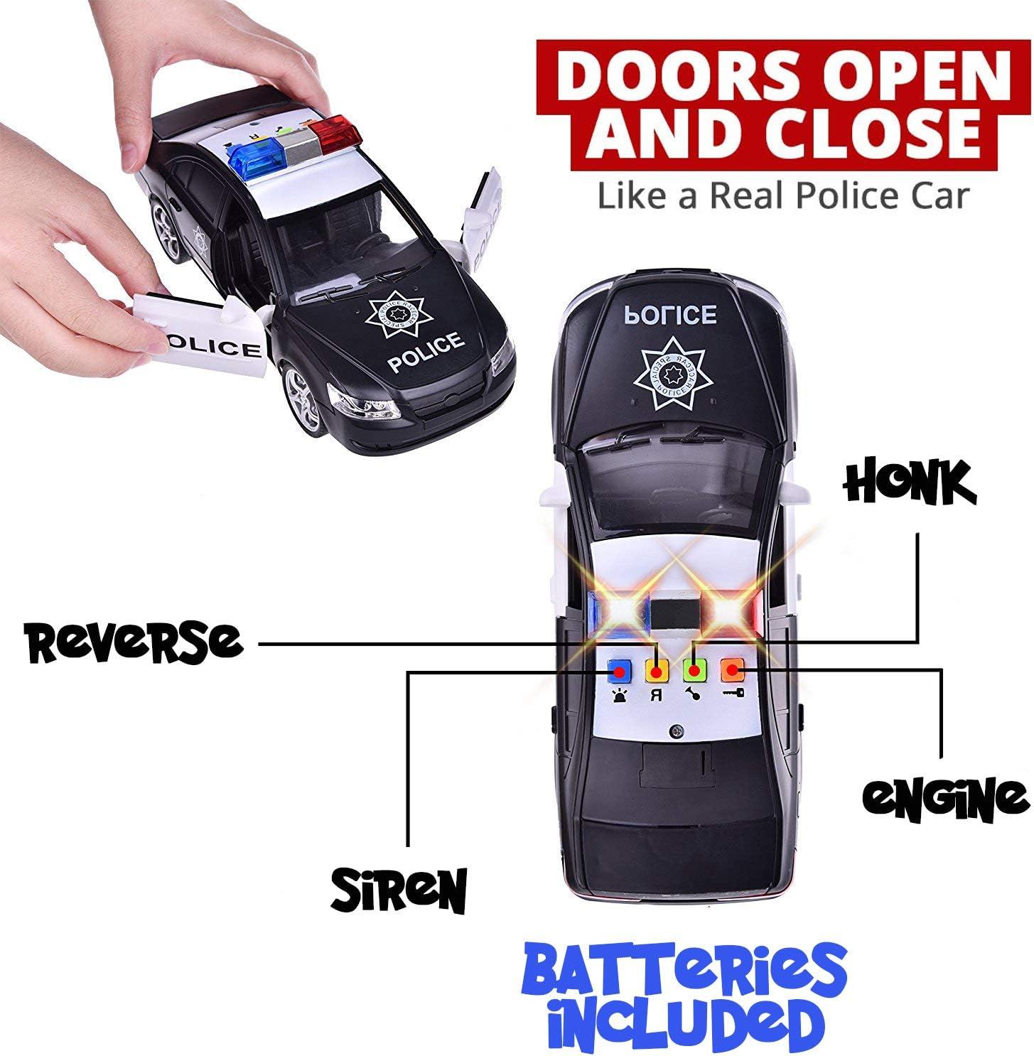 imageLiberty Imports Toy Police Car with Light ampamp Sounds  Friction Powered Plastic Patrol Cop Play Vehicle with Openable Doors for Kids